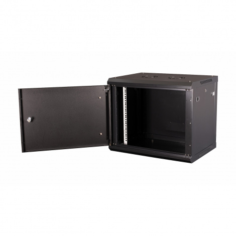 Шкаф 19" телекоммуникационный настенный, 9U 501x600х450 мм, дверь металл, черный